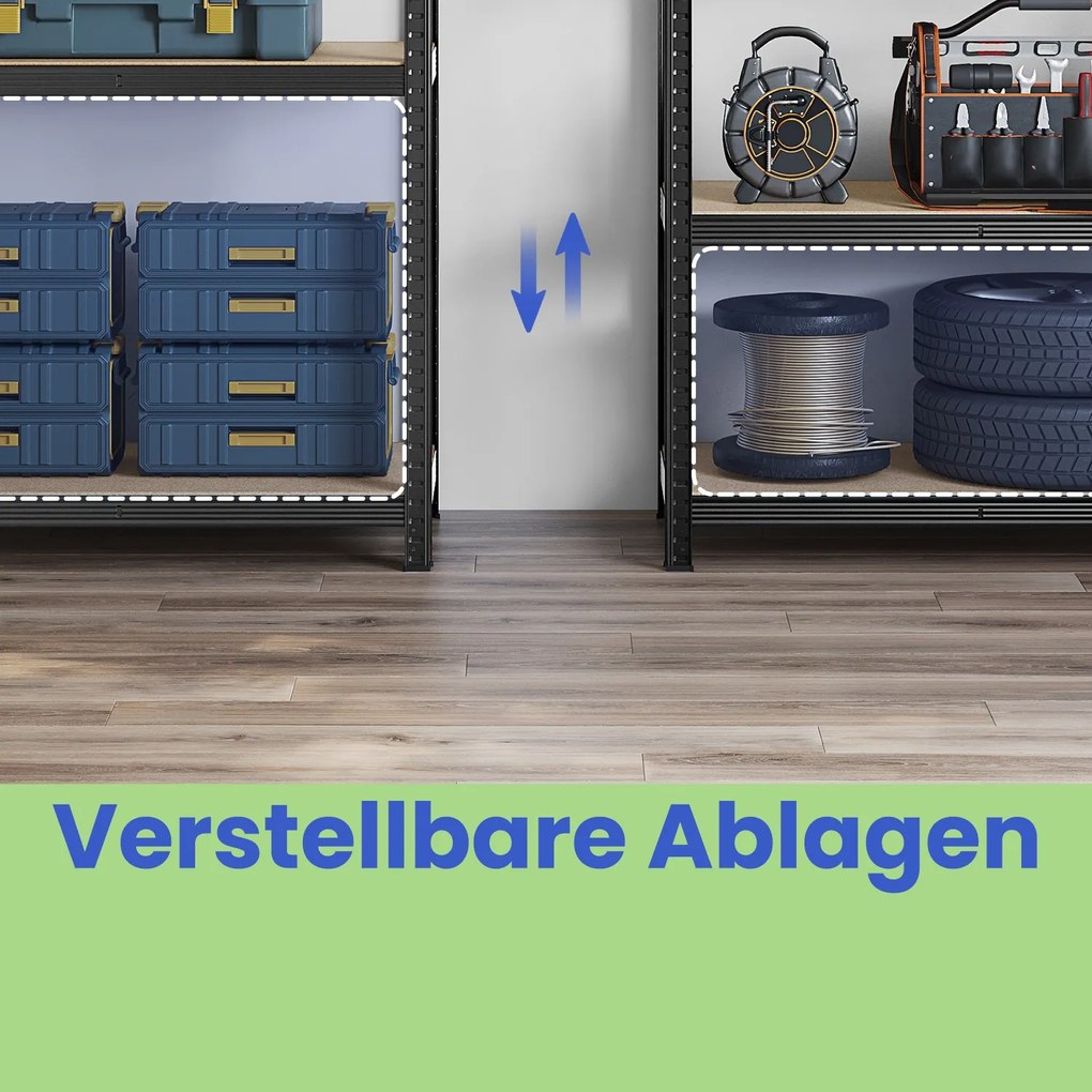 Estante para cargas pesadas 50 x 100 x 200 cm preto