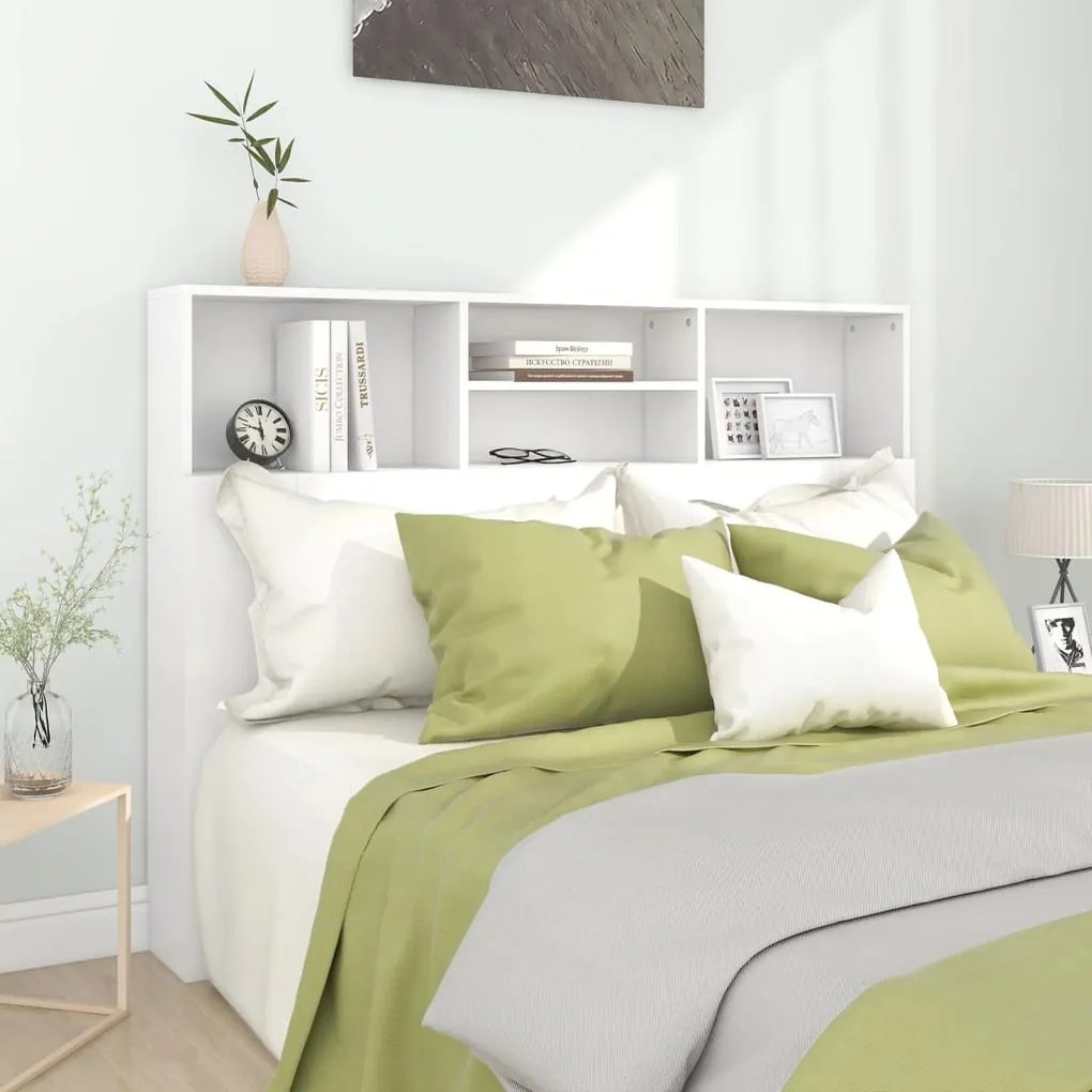 Cabeceira de Cama Dakota com Prateleiras de 140cm - Branco - Design Nó