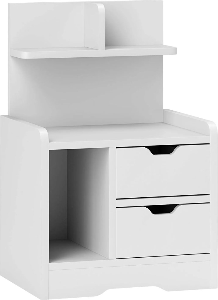 HOMCOM Criado-mudo com 2 gavetas, prateleira aberta, 40x30x60 cm, Branco | Aosom Portugal