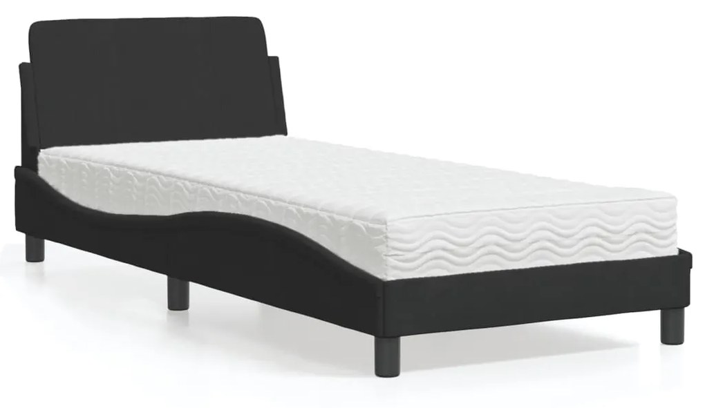 Cama com colchão 90x200 cm veludo preto