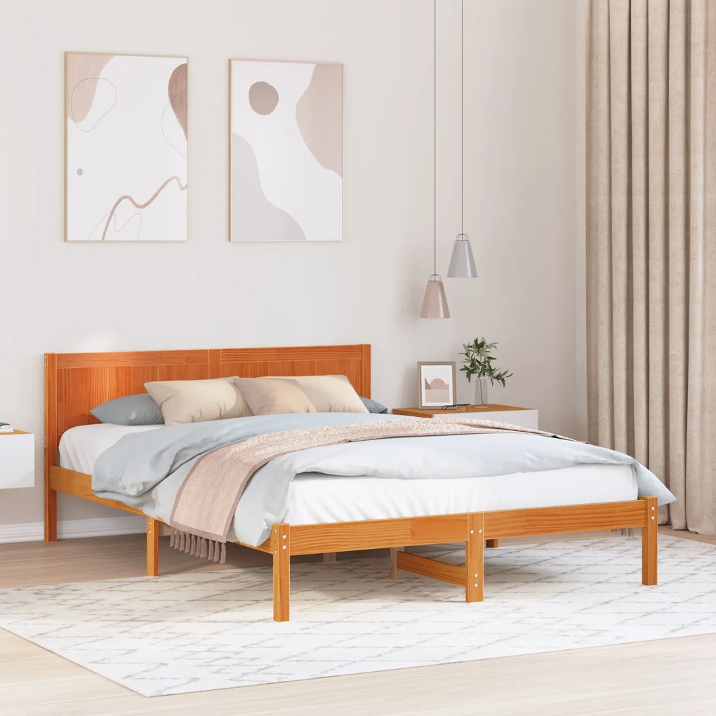Estrutura de Cama Castanha Encerada Castanha Encerada