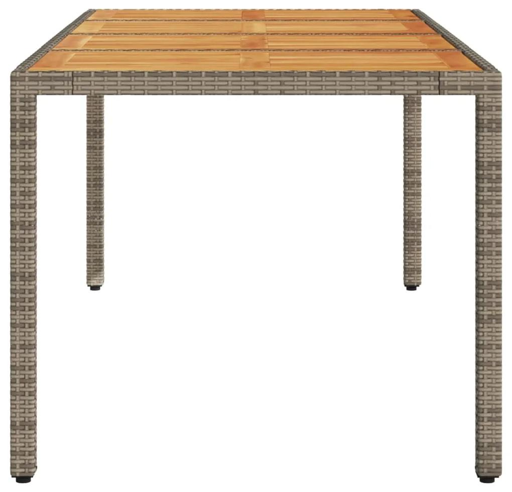 Mesa de jardim com tampo de madeira de acácia vime PE cinza