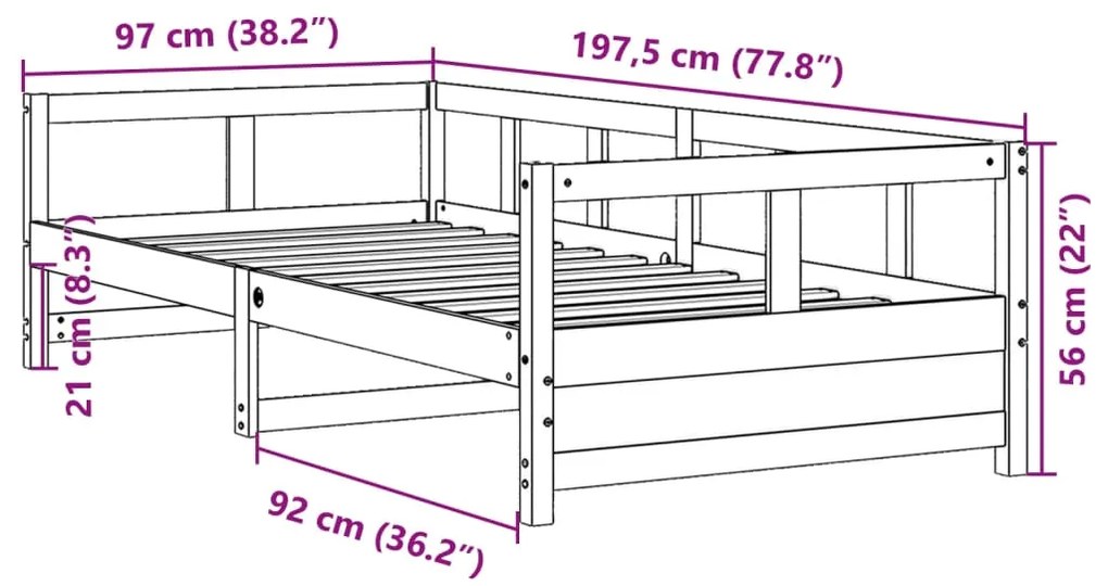 Sofá-cama 90x190 cm madeira de pinho maciça castanho cera