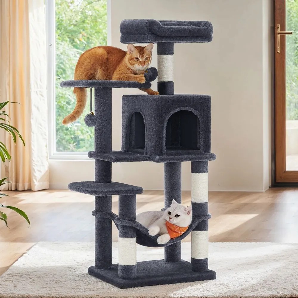 Arranhador para gatos com vários andares 45 x 35 x 112 cm cinzento esfumaçado