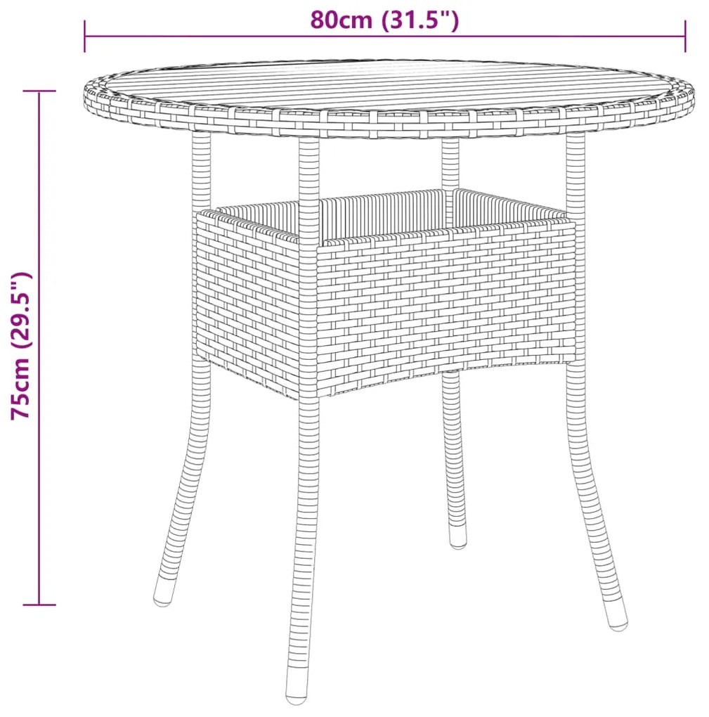 5 pcs conjunto de bistrô para jardim vime PE cinzento