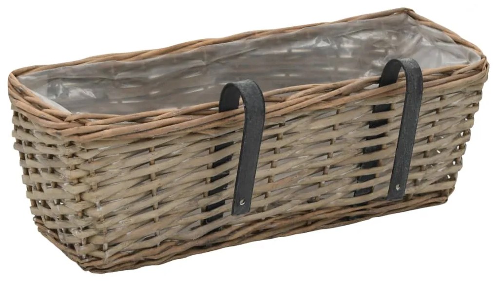 Floreira de varanda 2 pcs vime com revestimento a PE 40 cm