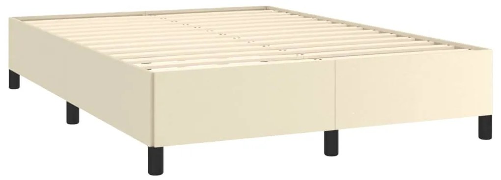 Estrutura de cama 140x190 cm couro artificial cor creme