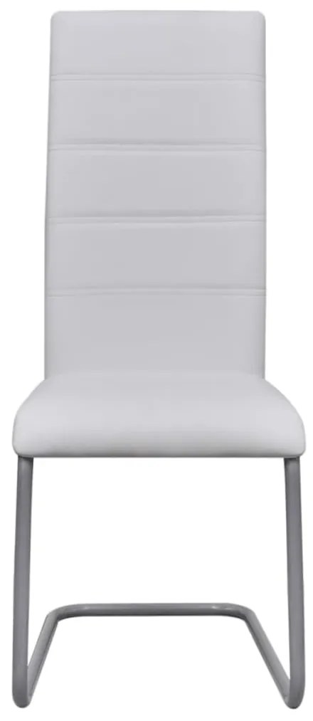 Cadeiras de jantar cantilever 4 pcs couro artificial branco