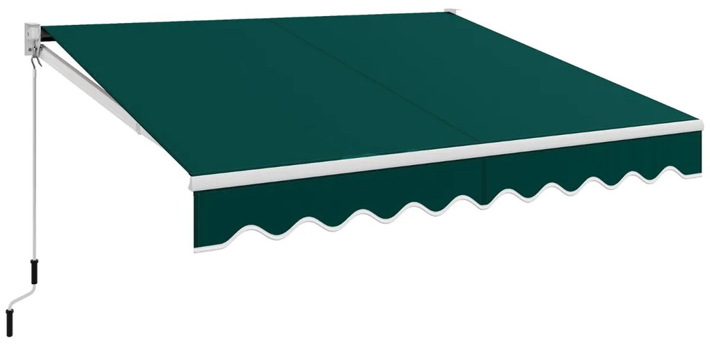 Toldo retrátil 295 x 250 cm com manivela manual para parede Porta Janel Verde