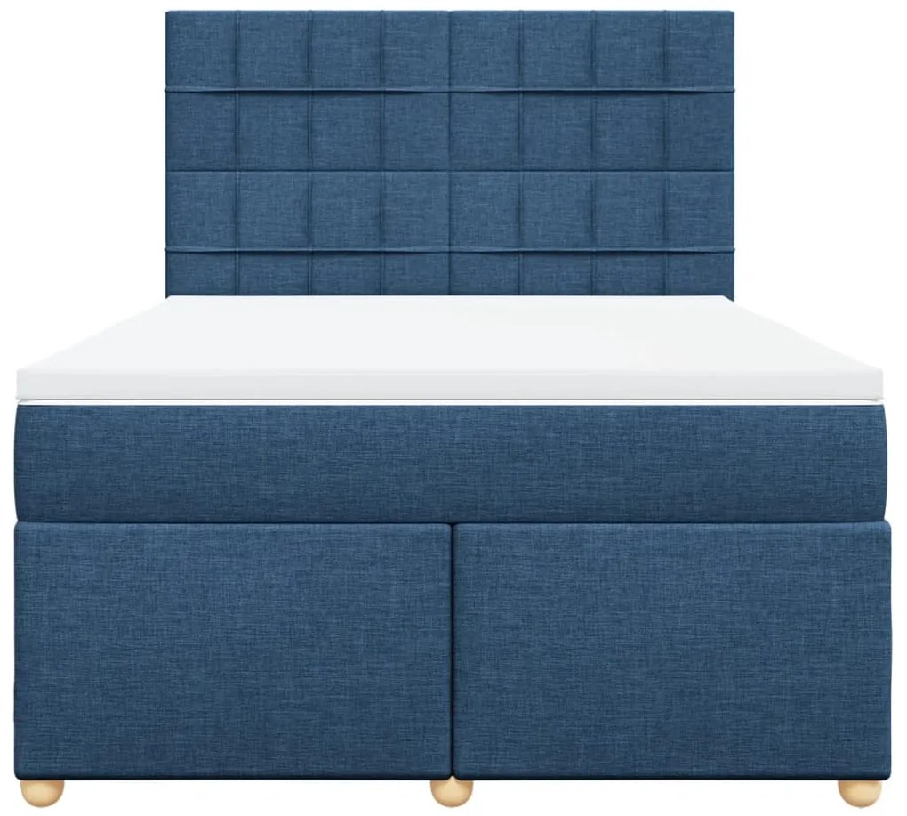 Cama com molas/colchão 140x200 cm tecido azul