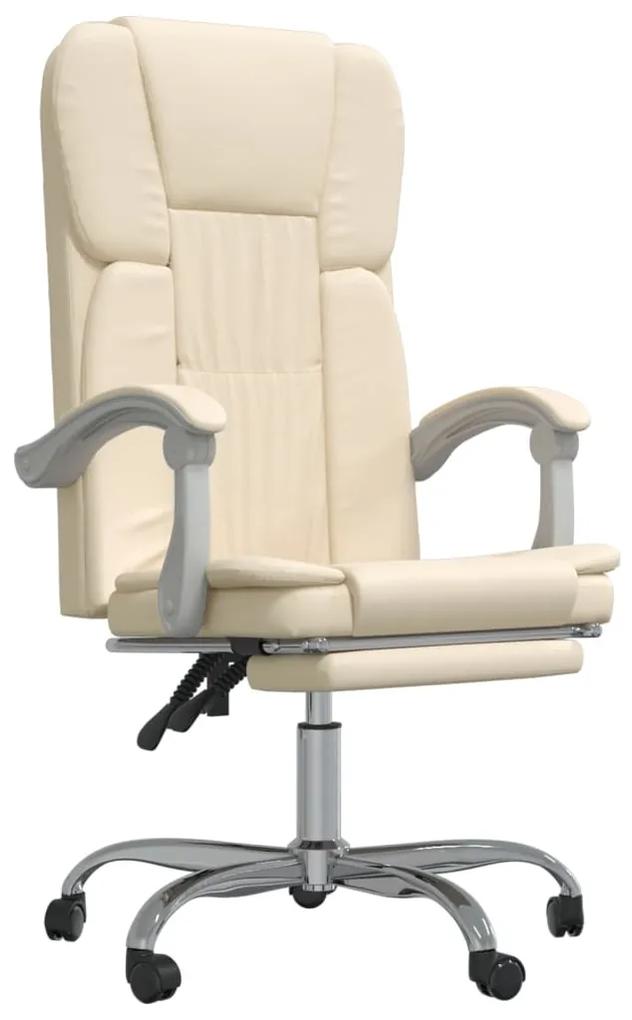 Cadeira de escritório reclinável couro artificial cor creme