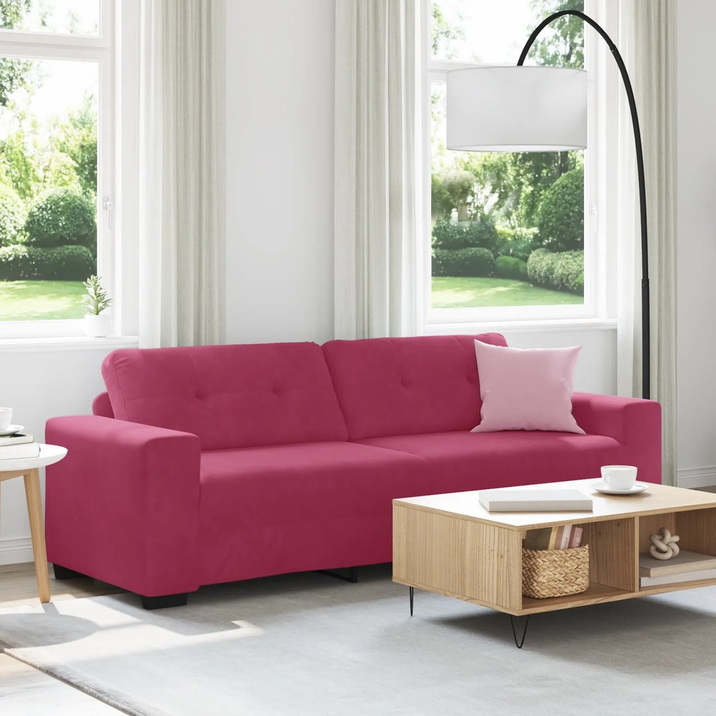 Sofá de 3 lugares vidaXL Vermelho Vinho 180 cm Veludo