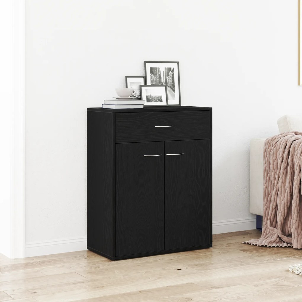 Buffet Preto Carvalho vidaXL 60x30x75 cm Madeira Compensada