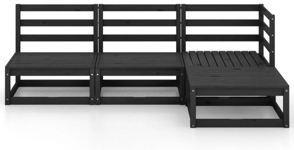 4 pcs conjunto lounge de jardim pinho maciço preto