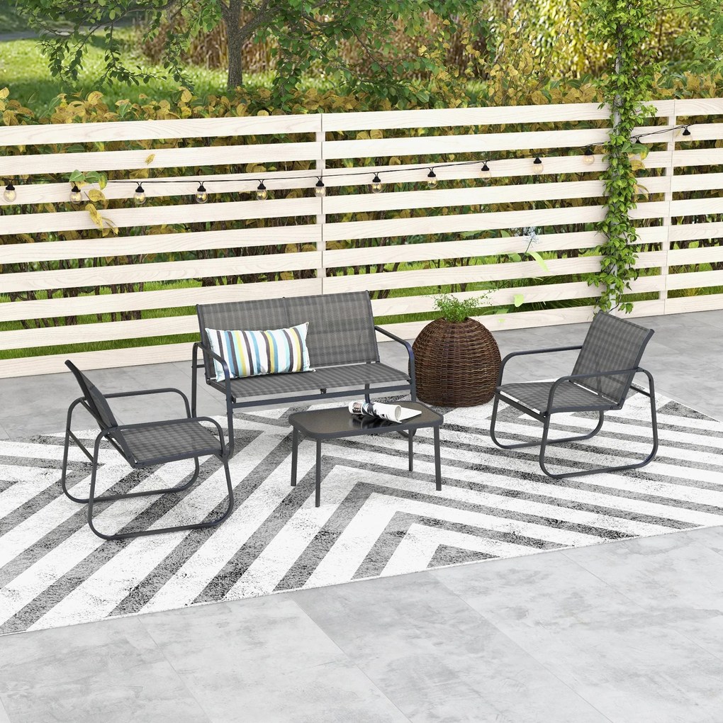 Conjunto de Móveis de Jardim Conjunto de 4 Peças Móveis de Varanda com