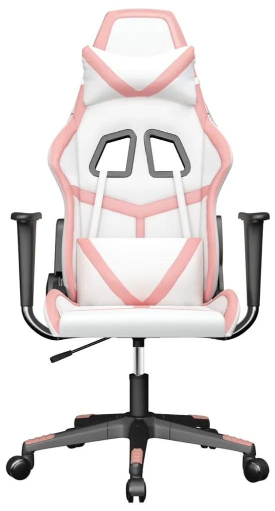 Cadeira gaming couro artificial branco e rosa