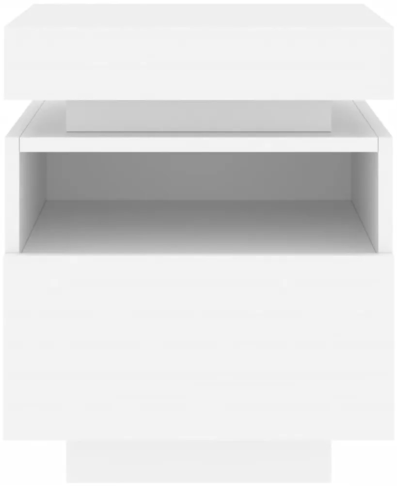 Mesa de cabeceira com luzes LED 40x39x48,5 cm branco
