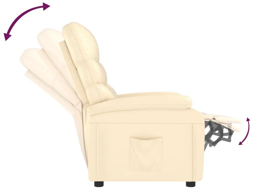 Poltrona reclinável couro artificial cor creme