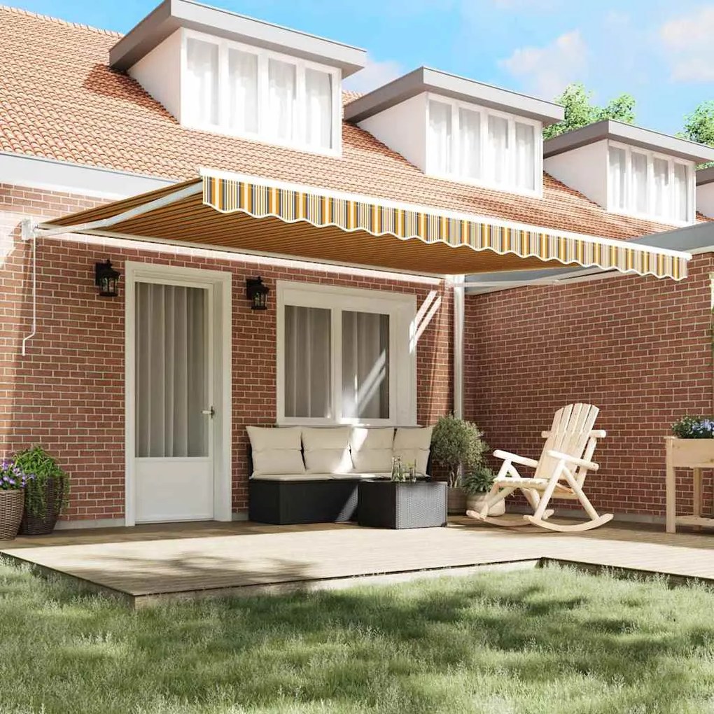 Toldo Retrátil Automático Listrado Multicolorido 450x300 cm