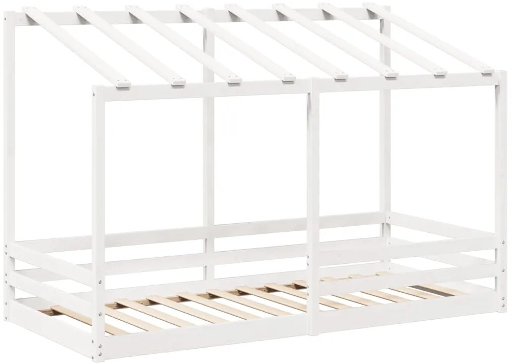Cama infantil com telhado 90x200 cm pinho maciço branco
