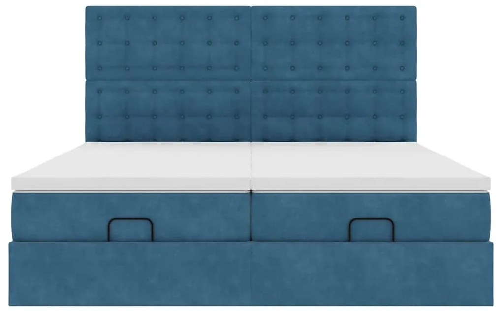Estrutura cama otomana colchões 180x200 cm veludo azul escuro