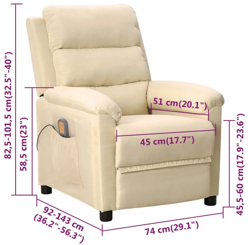 Poltrona de massagens tecido cor creme