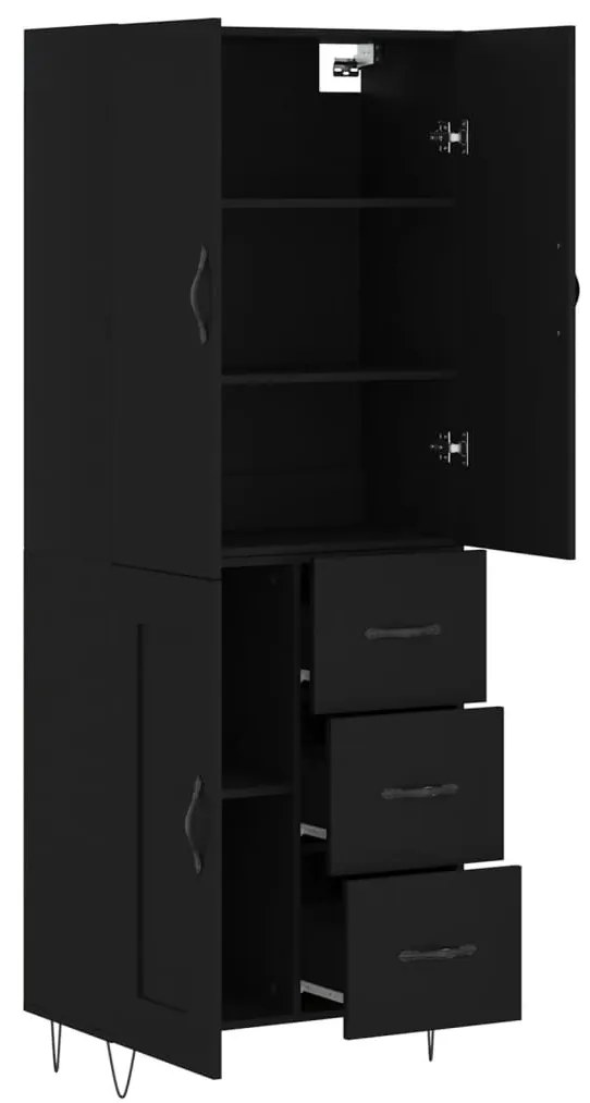 Armário alto 69,5x34x180 cm derivados de madeira preto