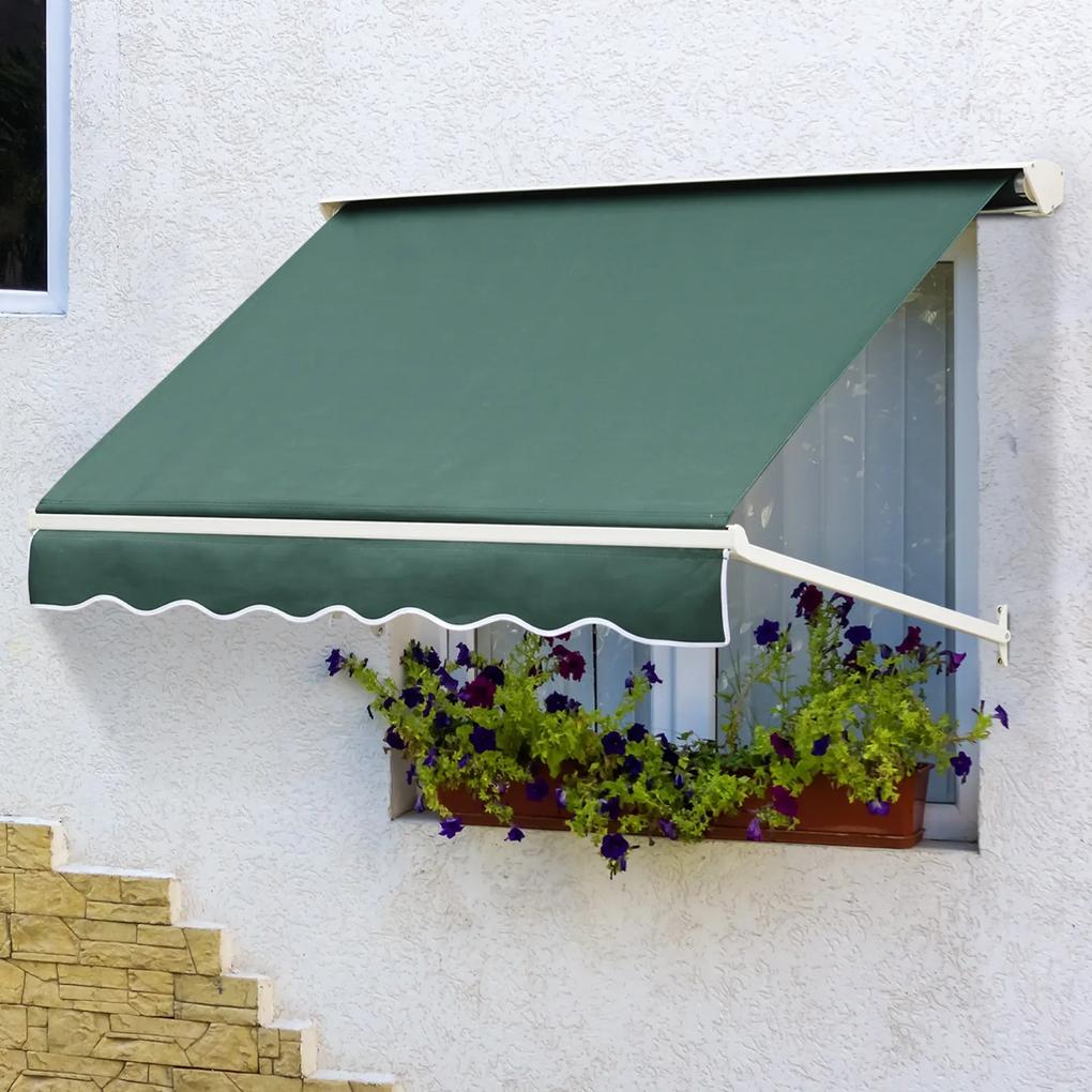 Toldo da janela de Outsunny Toldo Manual Alumínio Retrátil para exterior toldo do balcão tela impermeável do poliéster do ângulo ajustável