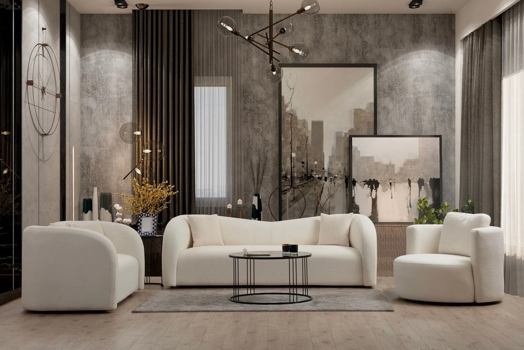 Sofá de 3 Lugares Asos – Creme – 225x76x75 cm