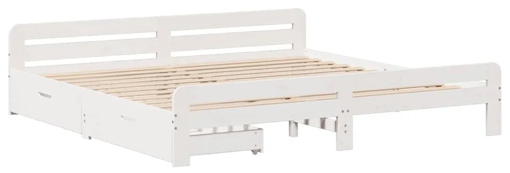 Cama sem colchão 200x200 cm madeira de pinho maciça branco