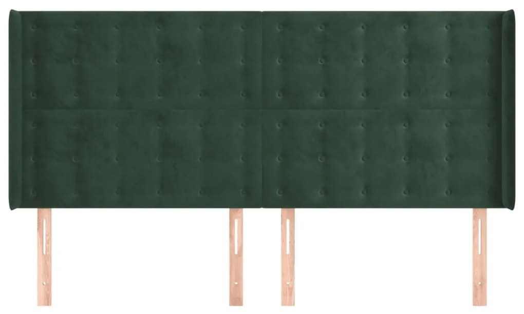 Cabeceira cama c/ abas veludo 203x16x118/128 cm verde-escuro