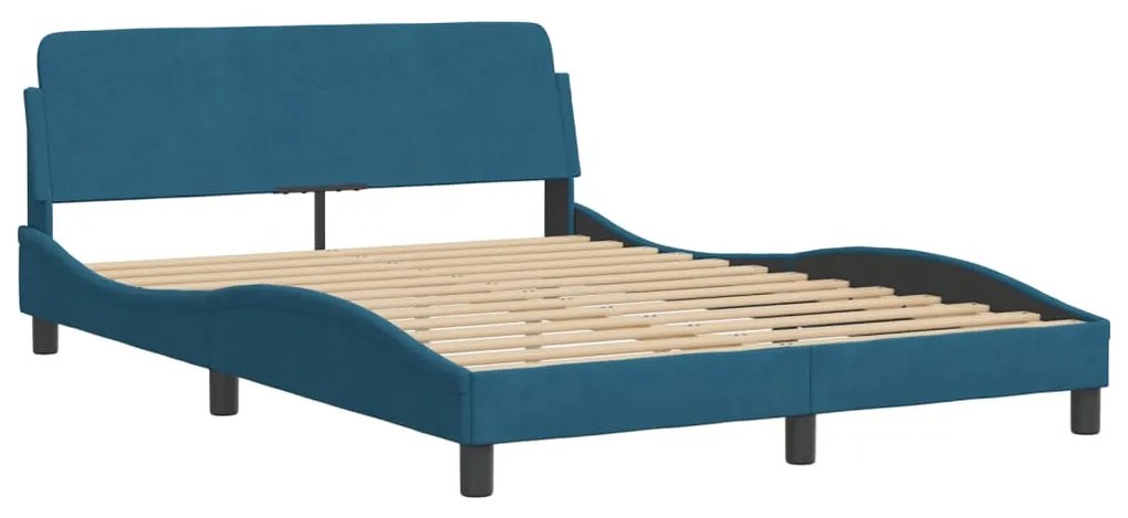 Estrutura de cama com cabeceira 140x190 cm veludo azul