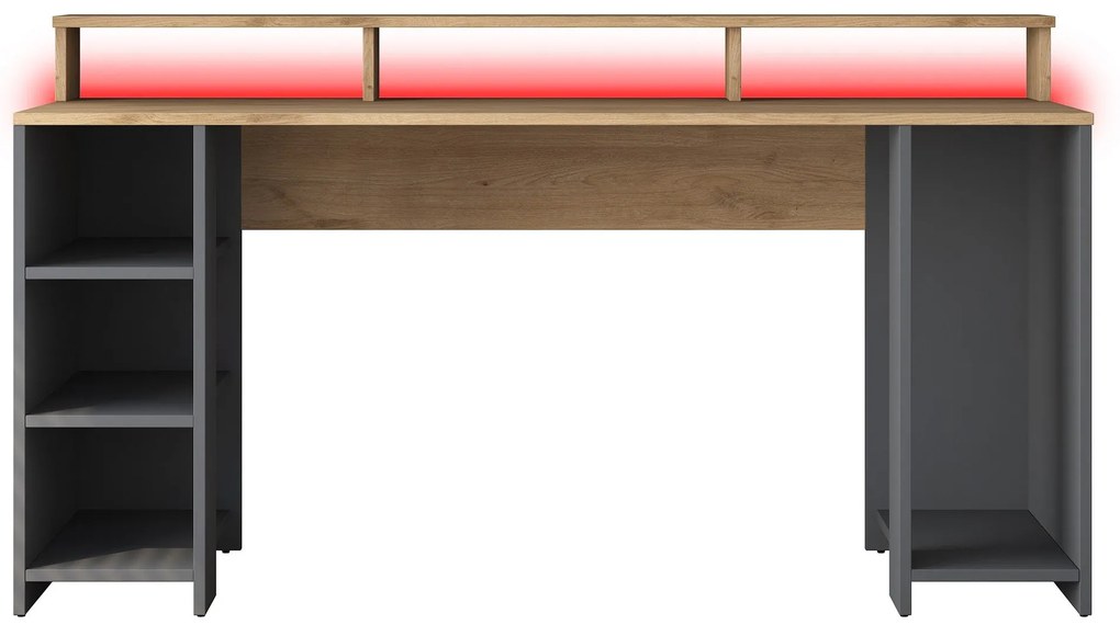 Secretária de Estudo HA122 – Nogueira e Antracite – 160x89,5x55 cm