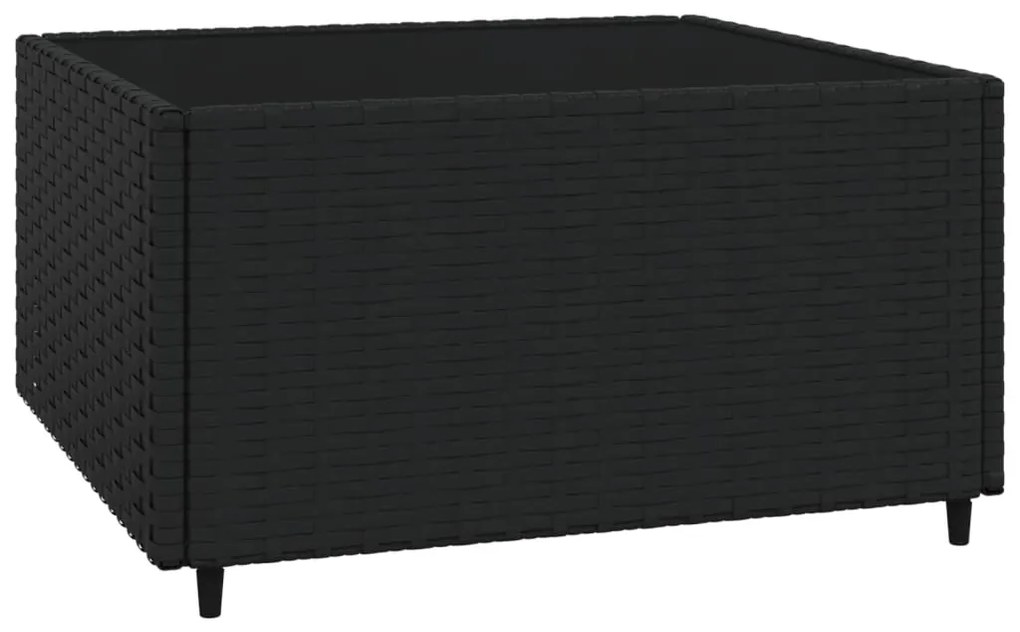 4 pcs conjunto lounge de jardim c/ almofadões vime PE preto