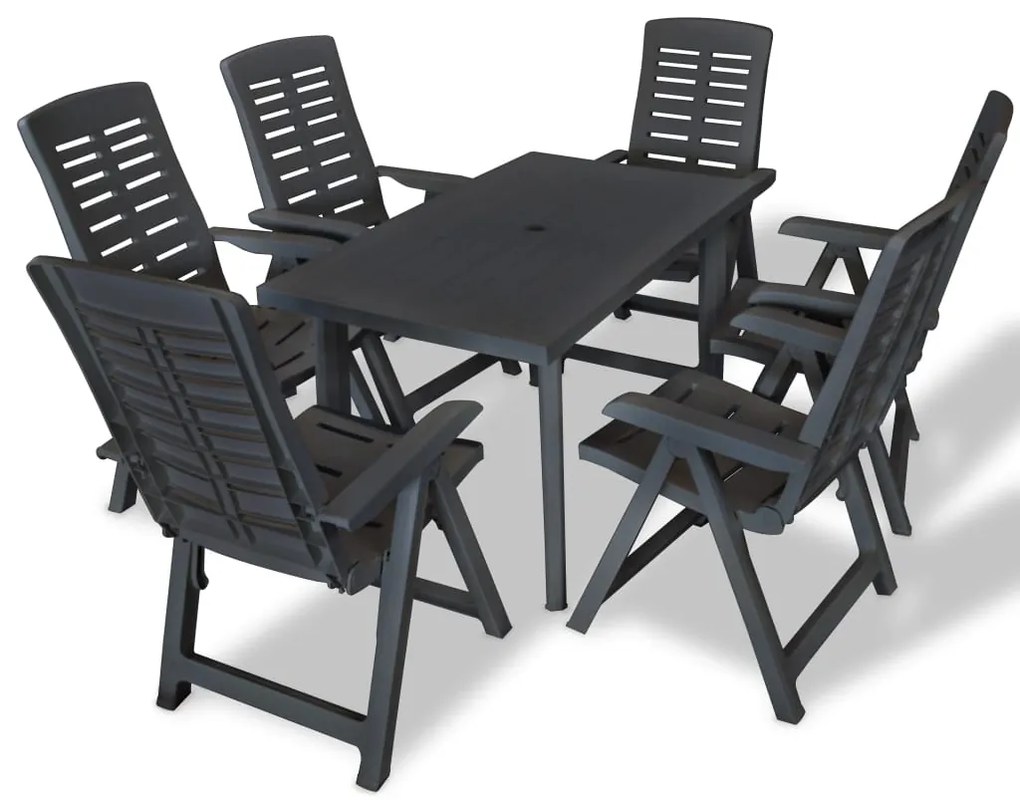 vidaXL Conjunto de jantar de exterior 7 pcs plástico antracite