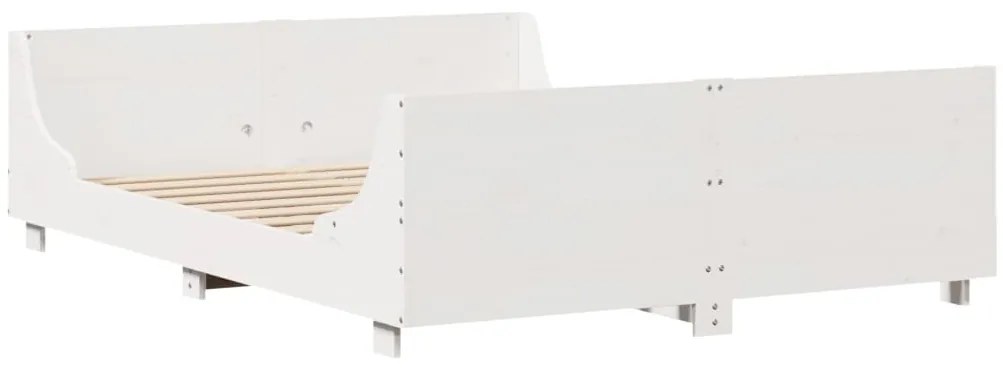 Cama sem colchão 140x190 cm madeira de pinho maciça branco