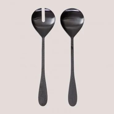 Talheres De Salada Aina Preto Mate - Sklum