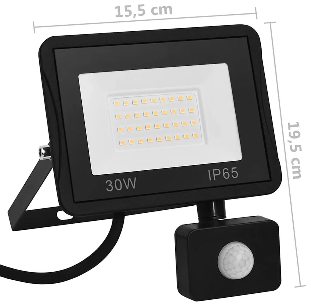 Projetor c/ iluminação LED e sensor 30 W branco quente