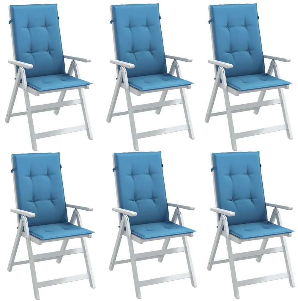 Almofadões para cadeiras altas 6 pcs mesclado tecido azul