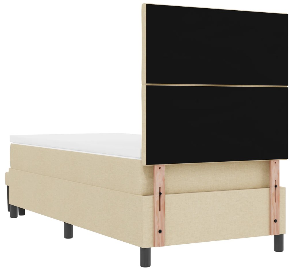 Cama Box Spring com Colchão e Banco Creme 90x200 cm Tecido