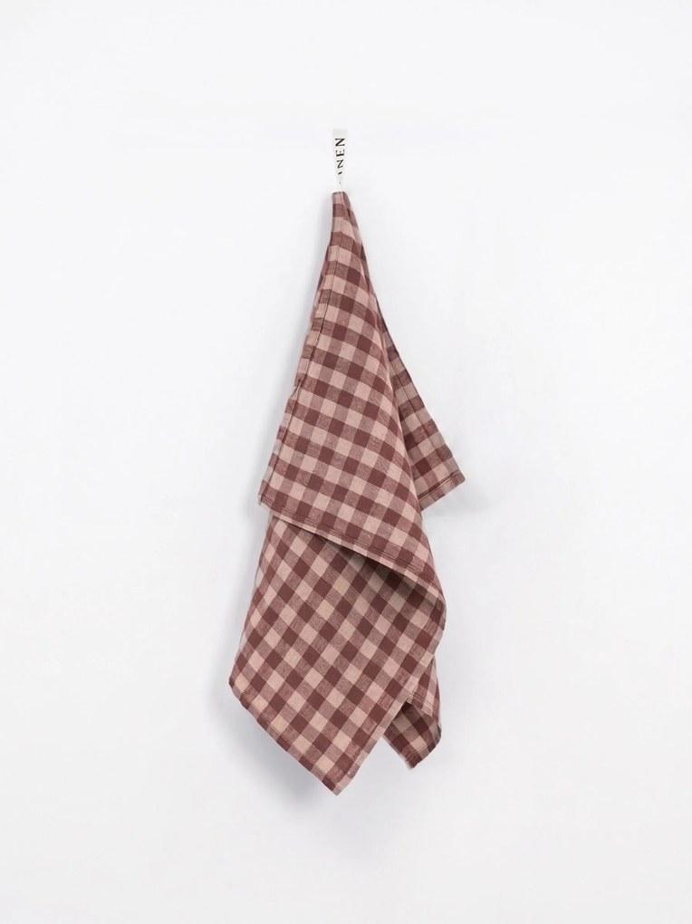 Pano de cozinha em linho Chocolate Gingham