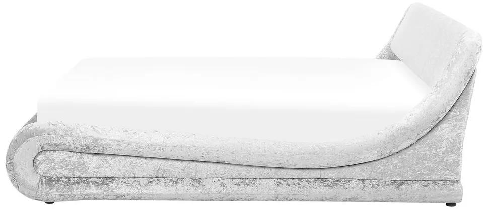 Cama de casal com arrumação em veludo prateado 160 x 200 cm AVIGNON Beliani