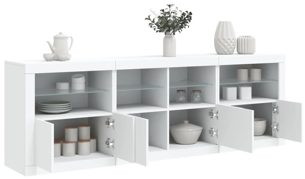 vidaXL Aparador com luzes LED 202x37x67 cm branco