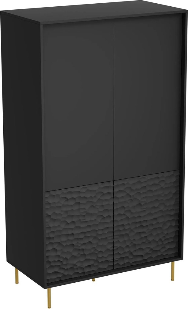 Roupeiro Ciretre 106, Dourado, Preto, 185x90x53cm, 61.6 kg, Portas para roupeiro: Com dobradiças