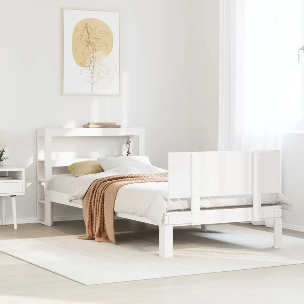 vidaXL Estrutura de cama c/ cabeceira sem colchão 90x200 cm branco