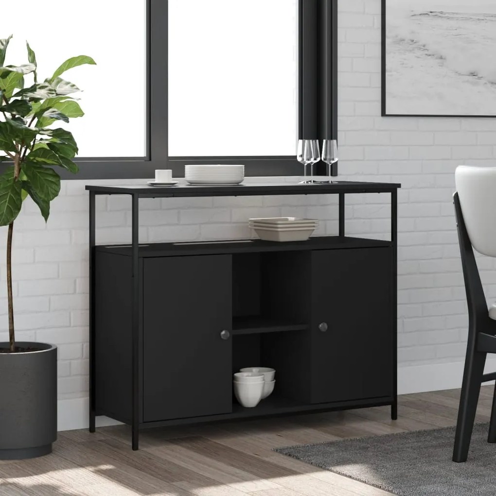 vidaXL Aparador 100x35x80 cm derivados de madeira preto