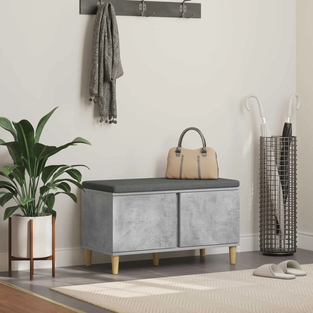 vidaXL Banco de Hall com almofada com porta Cinzento 60 x 38 x 46 cm