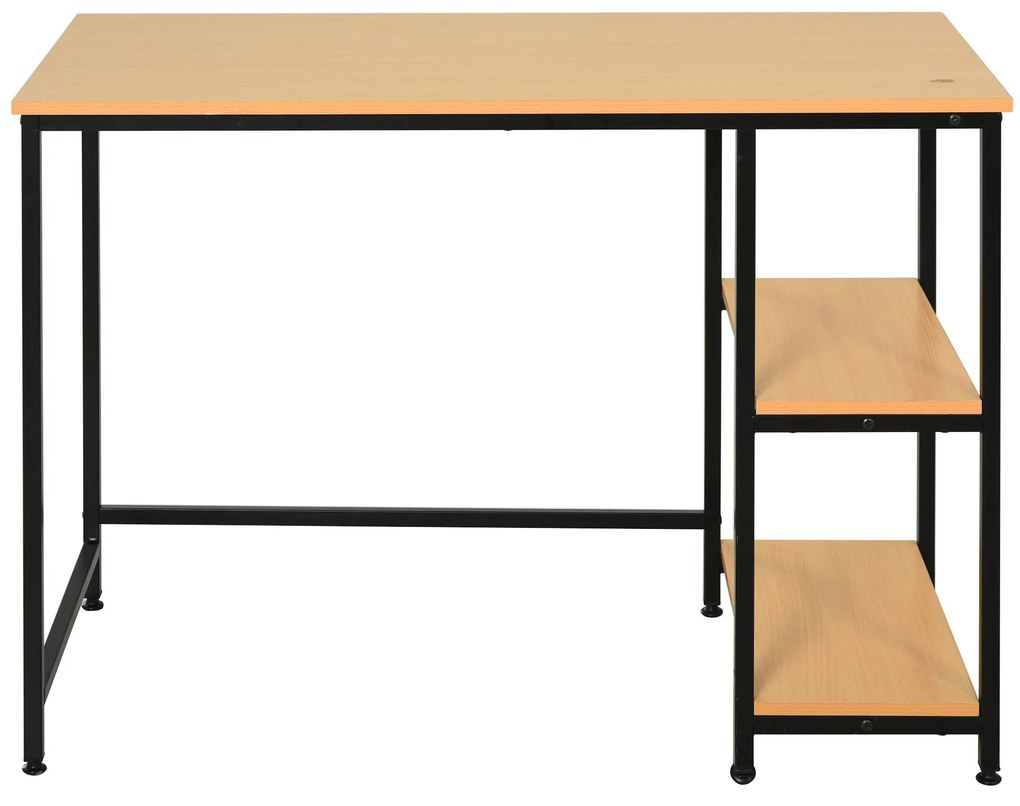 Mesa para Computador com 2 Prateleiras Pés Ajustáveis ​​106x50x76 cm Cor Madeira