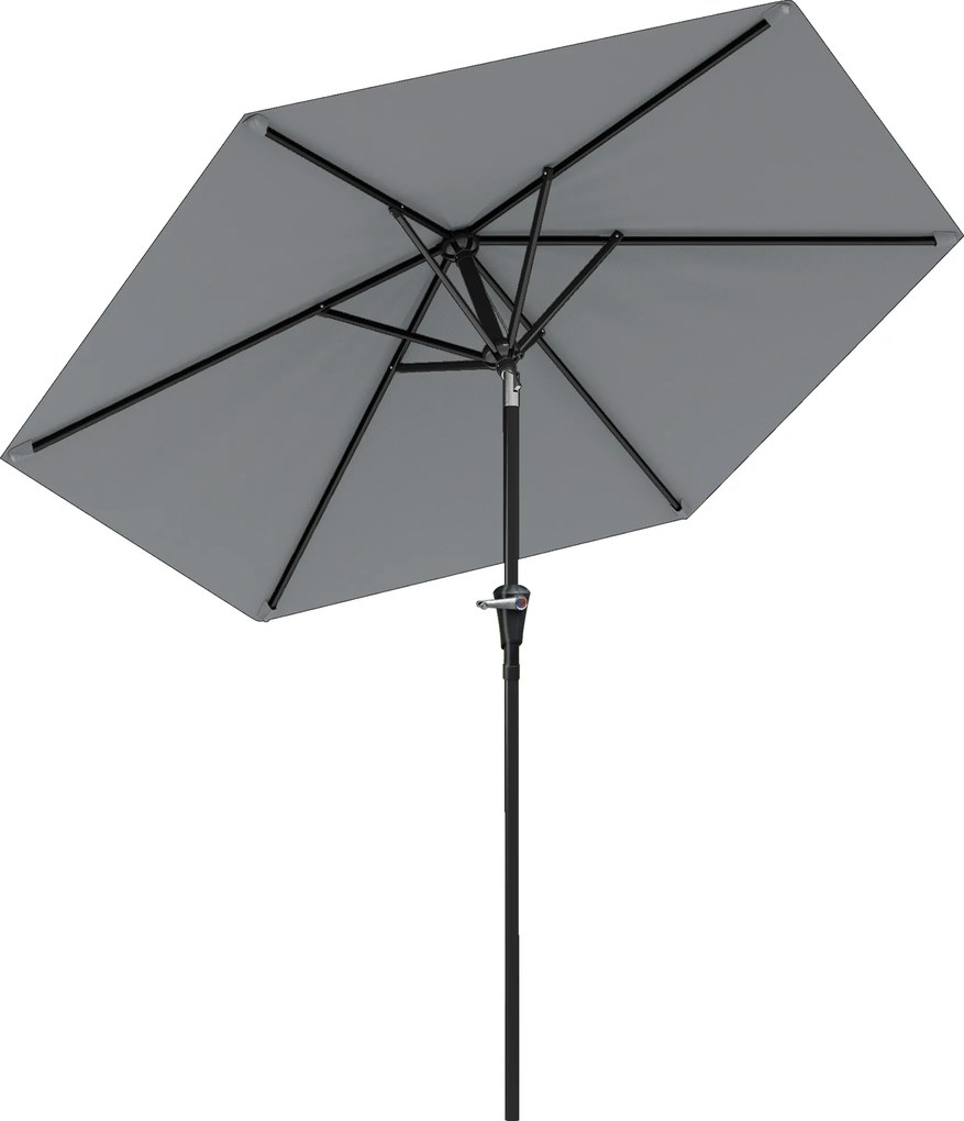 Outsunny Chapéu de Sol Jardim Ø230x216 cm Teto Ajustável Abertura Manual Impermeável Pátio Piscina Praia Resistente Cinzento | Aosom Portugal