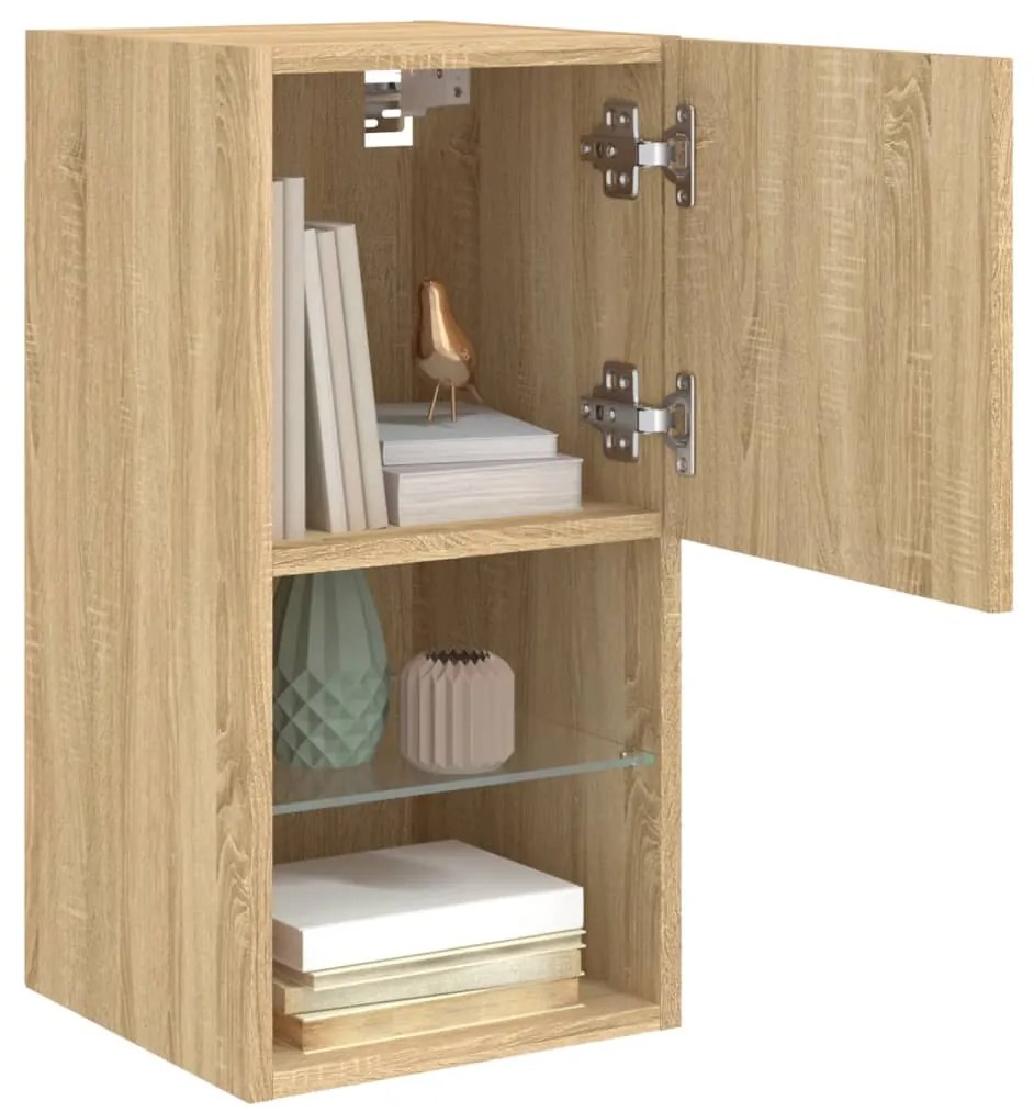 Móvel de TV com luzes LED 30,5x30x60 cm carvalho sonoma